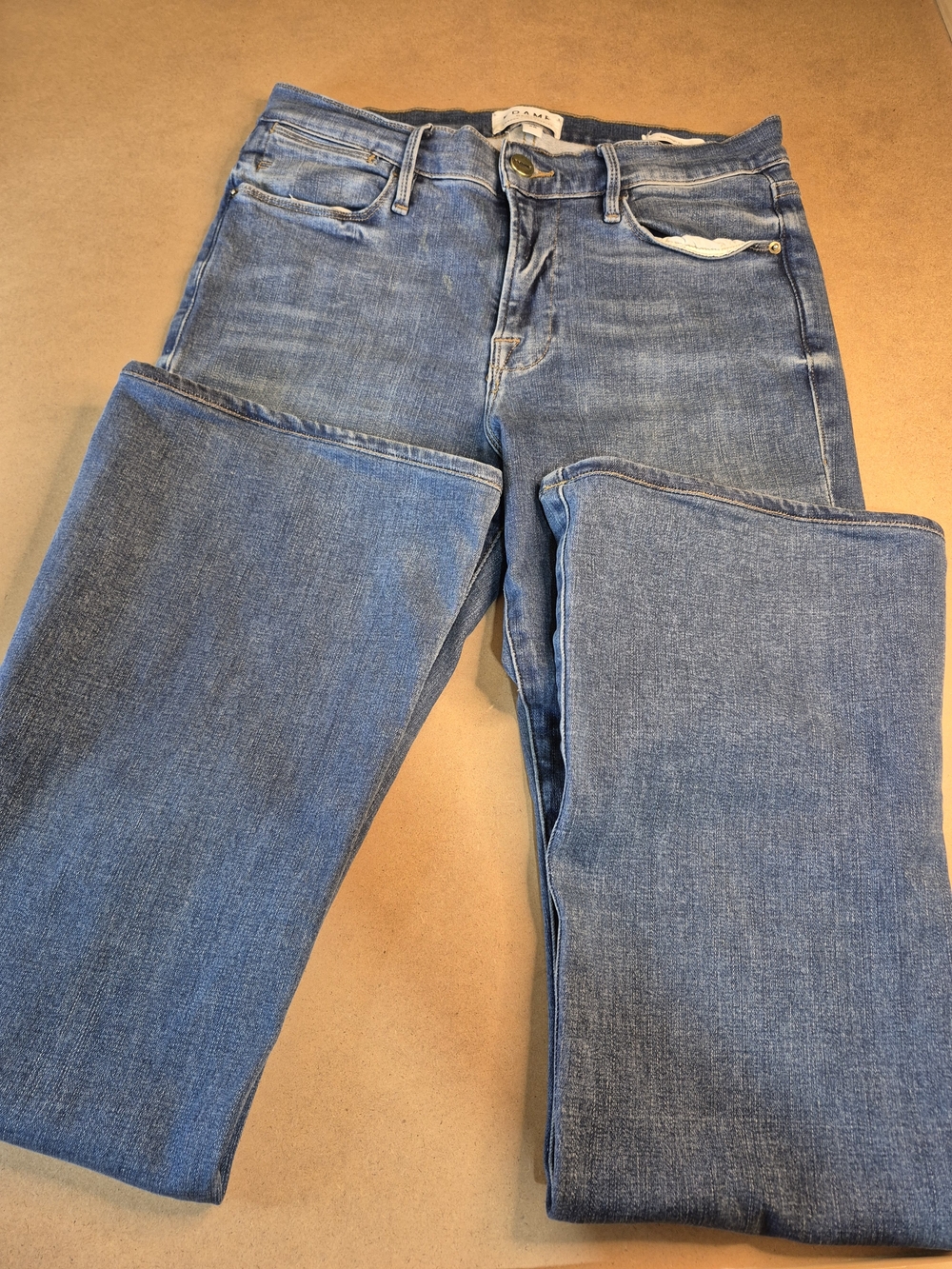Frame Denim Medium Blue Zip-Front Jeans